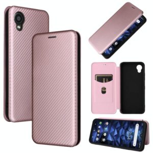 For Kyocera DIGNO BX2 Carbon Fiber Texture Horizontal Flip PU Phone Case(Pink) (OEM)