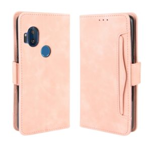 For Motorola One Hyper Wallet Style Skin Feel Calf Pattern Leather Case with Separate Card Slots & Holder & Wallet & Photo Frame(Pink) (OEM)