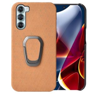 For Motorola Moto Edge S30 Ring Holder Honeycomb PU Phone Case(Orange) (OEM)