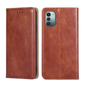 For Nokia G21 / G11 Gloss Oil Solid Color Magnetic Flip Leather Phone Case(Brown) (OEM)