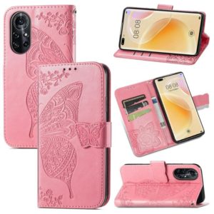 For Huawei Nova 8 Pro Butterfly Love Flower Embossed Horizontal Flip Leather Case with Bracket & Card Slot & Wallet & Lanyard(Pink) (OEM)