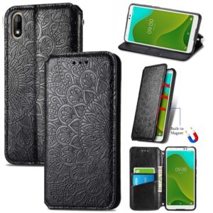 For Wiko Jerry 4 Blooming Mandala Embossed Pattern Magnetic Horizontal Flip Leather Case with Holder & Card Slots & Wallet(Black) (OEM)