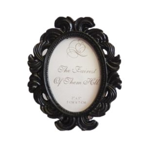 Floral Photo Round Picture Frame Holder Wedding Home Decor(Black) (OEM)