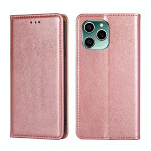 For Honor 60 SE Gloss Oil Solid Color Magnetic Flip Leather Phone Case(Rose Gold) (OEM)