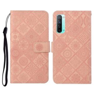 For OPPO Reno3 Ethnic Style Embossed Pattern Horizontal Flip Leather Case with Holder & Card Slots & Wallet & Lanyard(Pink) (OEM)