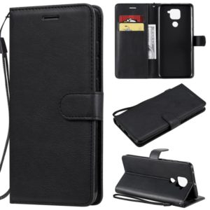 For Xiaomi Redmi Note 9 / 10X 4G Solid Color Horizontal Flip Protective Leather Case with Holder & Card Slots & Wallet & Lanyard(Black) (OEM)