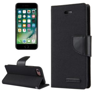 GOOSPERY CANVAS DIARY for iPhone 8 & 7 Canvas Texture Horizontal Flip Leather Case with Card Slots & Wallet & Holder(Black) (GOOSPERY) (OEM)