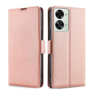 For OnePlus Nord 2T Ultra-thin Voltage Side Buckle Horizontal Flip Leather Phone Case(Rose Gold) (OEM)