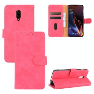 For OnePlus 6T Solid Color Skin Feel Magnetic Buckle Horizontal Flip Calf Texture PU Leather Case with Holder & Card Slots & Wallet(Rose Red) (OEM)