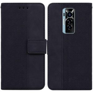 For Tecno Phantom X Geometric Embossed Leather Phone Case(Black) (OEM)