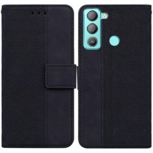 For Tecno Pop 5 LTE BD4 Geometric Embossed Leather Phone Case(Black) (OEM)