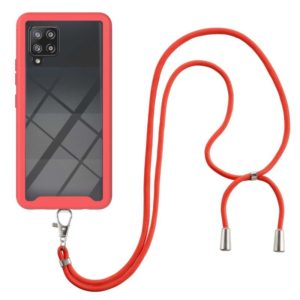 For Samsung Galaxy A42 5G Starry Sky Solid Color Series Shockproof PC + TPU Protective Case with Neck Strap(Red) (OEM)