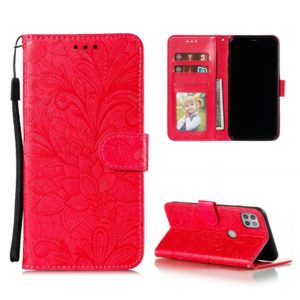 For Motorola Moto G 5G Lace Flower Embossing Pattern Horizontal Flip Leather Case with Holder & Card Slots & Wallet & Photo Frame(Red) (OEM)