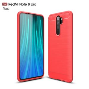 For Xiaomi Redmi Note 8 Pro Brushed Texture Carbon Fiber TPU Case(Red) (OEM)