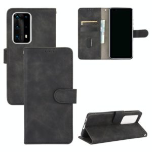 For Huawei P40 Pro+ Solid Color Skin Feel Magnetic Buckle Horizontal Flip Calf Texture PU Leather Case with Holder & Card Slots & Wallet(Black) (OEM)