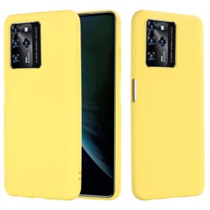 For ZTE Blade V30 Solid Color Liquid Silicone Dropproof Full Coverage Protective Case(Yellow) (OEM)