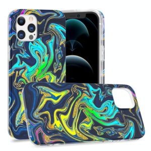For iPhone 12 Pro Max Laser Glitter Watercolor Pattern Shockproof Protective Case(FD4) (OEM)