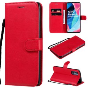 For Oppo Reno4 Pro 5G Solid Color Horizontal Flip Protective Leather Case with Holder & Card Slots & Wallet & Photo Frame & Lanyard(Red) (OEM)