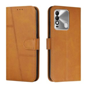 For Tecno Spark 8 Stitching Calf Texture Buckle Leather Phone Case(Yellow) (OEM)