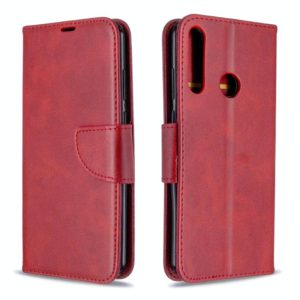 For Huawei Y6P Retro Lambskin Texture Pure Color Horizontal Flip PU Leather Case with Holder & Card Slots & Wallet & Lanyard(Red) (OEM)