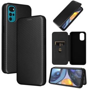 For Motorola Moto G22 Carbon Fiber Texture Horizontal Flip Leather Phone Case(Black) (OEM)