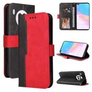For Huawei nova 8i / Honor 50 Lite 5G Business Stitching-Color Horizontal Flip PU Leather Phone Case(Red) (OEM)