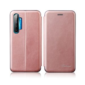 For OPPO K5 / Realme XT / Realme X2 Integrated Electricity Pressing Retro Texture Magnetic TPU+PU Leather Case with Card Slot & Holder(Rose Gold) (OEM)