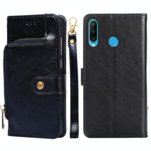 For Huawei P30 lite / nova 4e Zipper Bag PU + TPU Horizontal Flip Leather Case with Holder & Card Slot & Wallet & Lanyard(Black) (OEM)