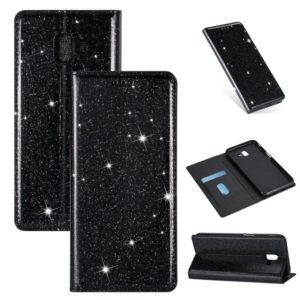 For Samsung Galaxy J6+ Ultrathin Glitter Magnetic Horizontal Flip Leather Case with Holder & Card Slots(Black) (OEM)