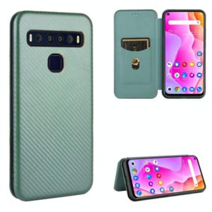 For TCL 10 Lite Carbon Fiber Texture Horizontal Flip TPU + PC + PU Leather Case with Card Slot(Green) (OEM)
