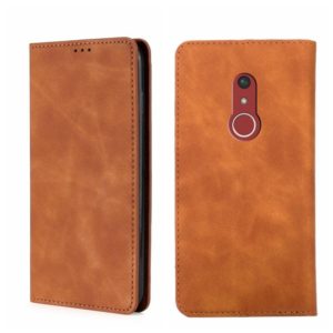 For Fujitsu Arrow Be4 Plus F-41B Skin Feel Magnetic Horizontal Flip Leather Phone Case(Light Brown) (OEM)