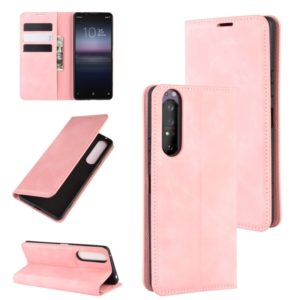 For Sony Xperia 1 II Retro-skin Business Magnetic Suction Leather Case with Holder & Card Slots & Wallet(Pink) (OEM)
