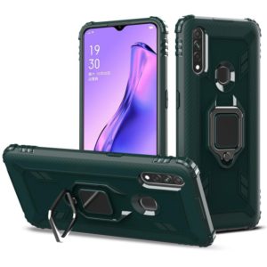 For OPPO A8 & A31 Carbon Fiber Protective Case with 360 Degree Rotating Ring Holder(Green) (OEM)