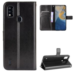 For ZTE Blade A51 Crazy Horse Texture Horizontal Flip Leather Case with Holder & Card Slots & Lanyard(Black) (OEM)