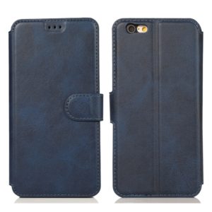 For iPhone 6 / 6s Calf Texture Magnetic Buckle Horizontal Flip Leather Case with Holder & Card Slots & Wallet & Photo Frame(Blue) (OEM)