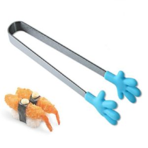 Silicone Stainless Steel Cooking Kitchen Ice Tong Food BBQ Salad Hand Clip(Blue) (OEM)