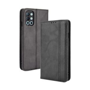 For OnePlus 9R Magnetic Buckle Retro Crazy Horse Texture Horizontal Flip Leather Case with Holder & Card Slots & Photo Frame(Black) (OEM)