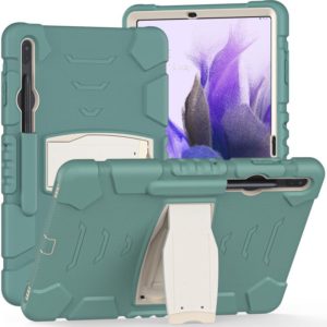For Samsung Galaxy Tab S7+/ Tab S7 FE / Tab S8+ 3-Layer Protection Screen Frame + PC + Silicone Combination Case with Holder(Emerald Green) (OEM)