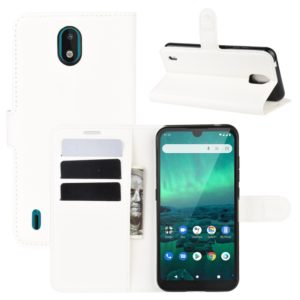 For Nokia 1.3 Litchi Texture Horizontal Flip Protective Case with Holder & Card Slots & Wallet(White) (OEM)