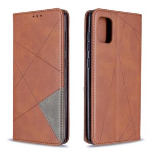 For Samsung Galaxy A31 Rhombus Texture Horizontal Flip Magnetic Leather Case with Holder & Card Slots & Wallet(Brown) (OEM)