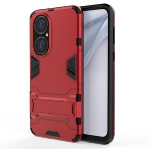For Huawei P50 Shockproof PC + TPU Protective Case with Hidden Holder(Red) (OEM)