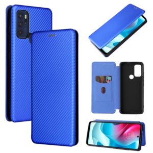 For Motorola Moto G60S Carbon Fiber Texture Leather Phone Case with Card Slot(Blue) (OEM)