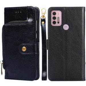 For Motorola Moto G30 Zipper Bag PU + TPU Horizontal Flip Leather Case with Holder & Card Slot & Wallet & Lanyard(Black) (OEM)