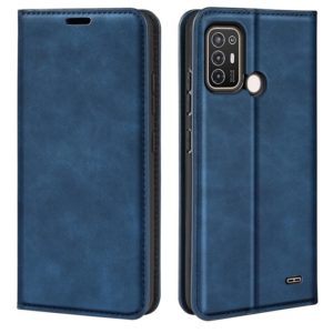 For ZTE Blade A52 Retro-skin Magnetic Suction Leather Phone Case(Dark Blue) (OEM)