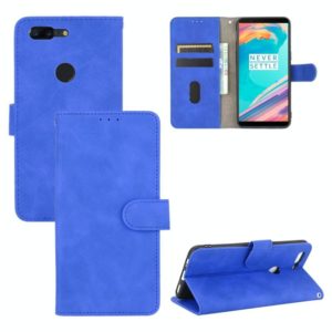 For OnePlus 5T Solid Color Skin Feel Magnetic Buckle Horizontal Flip Calf Texture PU Leather Case with Holder & Card Slots & Wallet(Blue) (OEM)