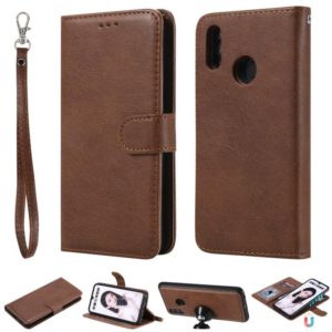 For Huawei Honor 10 Lite Solid Color Horizontal Flip Protective Case with Holder & Card Slots & Wallet & Photo Frame & Lanyard(Brown) (OEM)
