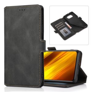 For Xiaomi Poco X3 NFC Retro Magnetic Closing Clasp Horizontal Flip Leather Case with Holder & Card Slots & Photo Frame & Wallet(Black) (OEM)