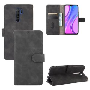 For Xiaomi Redmi 9 Solid Color Skin Feel Magnetic Buckle Horizontal Flip Calf Texture PU Leather Case with Holder & Card Slots & Wallet(Black) (OEM)