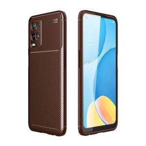 For OPPO A54 Carbon Fiber Texture Shockproof TPU Case(Brown) (OEM)