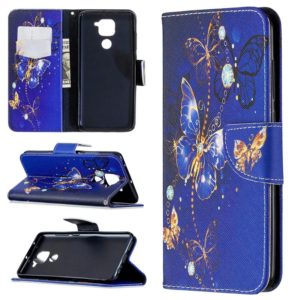 For Xiaomi Redmi Note 9 Colored Drawing Pattern Horizontal Flip Leather Case with Holder & Card Slots & Wallet(Purple Butterfly) (OEM)